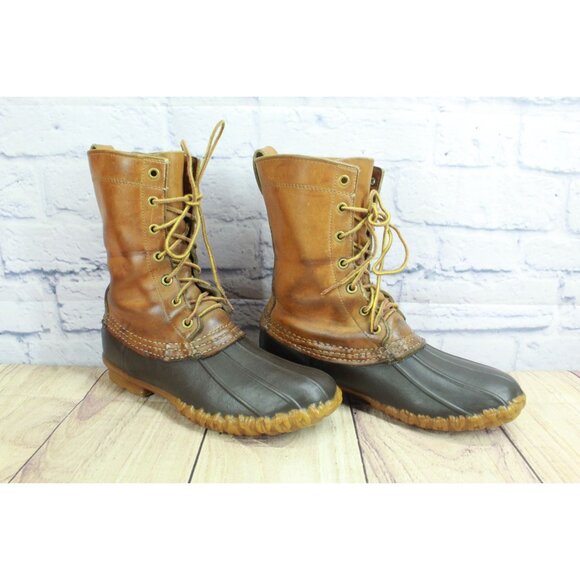 Vintage LL Bean Unlined Maine Hunting Shoe Leather Duck Boots Size 8 - Picture 5 of 10